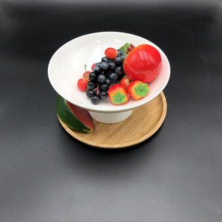 Fine Porcealim Fruit Vase With A10 Inch Bamboo Tray